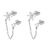 Zircon Flower Chain Earrings Women's Party Wedding Jewelry