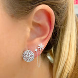 Zircon Flower Chain Earrings Women's Party Wedding Jewelry