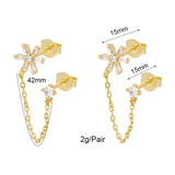 Zircon Flower Chain Earrings Women's Party Wedding Jewelry