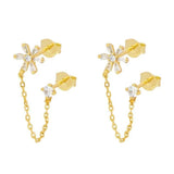 Zircon Flower Chain Earrings Women's Party Wedding Jewelry