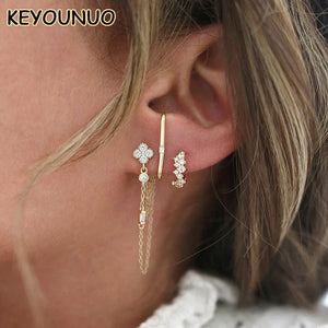 CZ Stud Earrings Set For Women Zircon Cartilage Hoop Drop Earrings