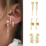 CZ Stud Earrings Set For Women Zircon Cartilage Hoop Drop Earrings