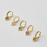 Colorful Zircon Heart Dangle Earrings for Women