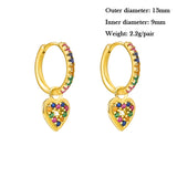 Colorful Zircon Heart Dangle Earrings for Women