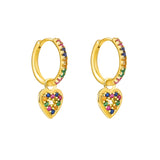 Colorful Zircon Heart Dangle Earrings for Women