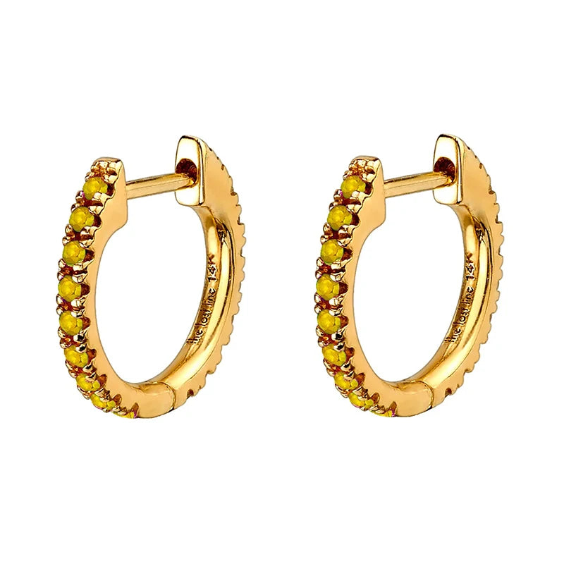 Red Zircon Filled Hoop Earrings Round Piercing CZ Party Jewelry