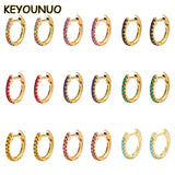 Red Zircon Filled Hoop Earrings Round Piercing CZ Party Jewelry