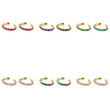 Silver CZ Zircon Hoop Earrings For Women Earcuffs Colorful Earrings