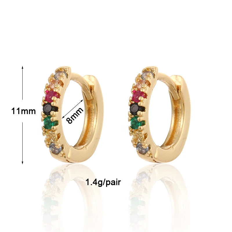 Silver CZ Zircon Hoop Earrings For Women Earcuffs Colorful Earrings