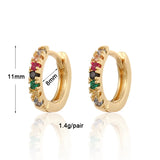 Silver CZ Zircon Hoop Earrings For Women Earcuffs Colorful Earrings