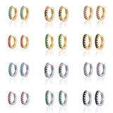 Silver CZ Zircon Hoop Earrings For Women Earcuffs Colorful Earrings