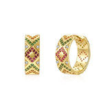 Silver CZ Zircon Hoop Earrings For Women Earcuffs Colorful Earrings