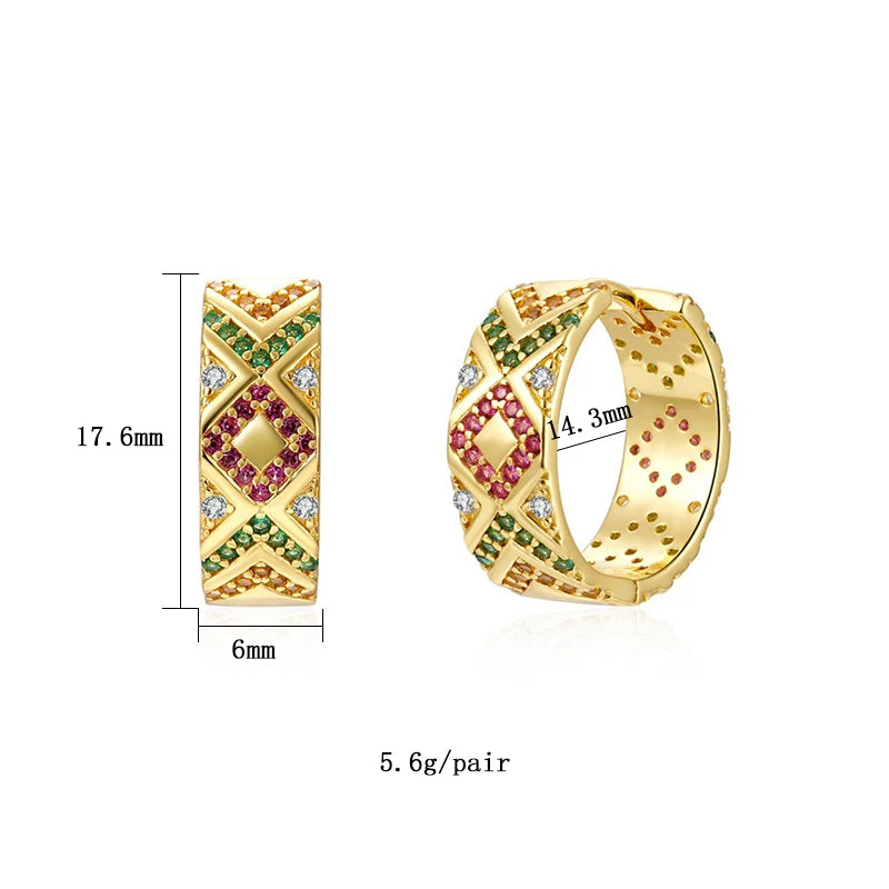 Silver CZ Zircon Hoop Earrings For Women Earcuffs Colorful Earrings