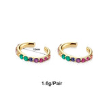 Silver CZ Zircon Hoop Earrings For Women Earcuffs Colorful Earrings