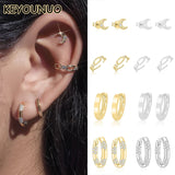 Silver Earcuffs CZ Stud Earrings Zircon Hoop Jewelry