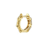 Silver Petite Bamboo Zircon Hoop Earrings For Women CZ Punk Rock