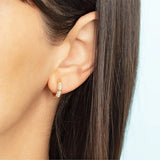 Silver Petite Bamboo Zircon Hoop Earrings For Women CZ Punk Rock