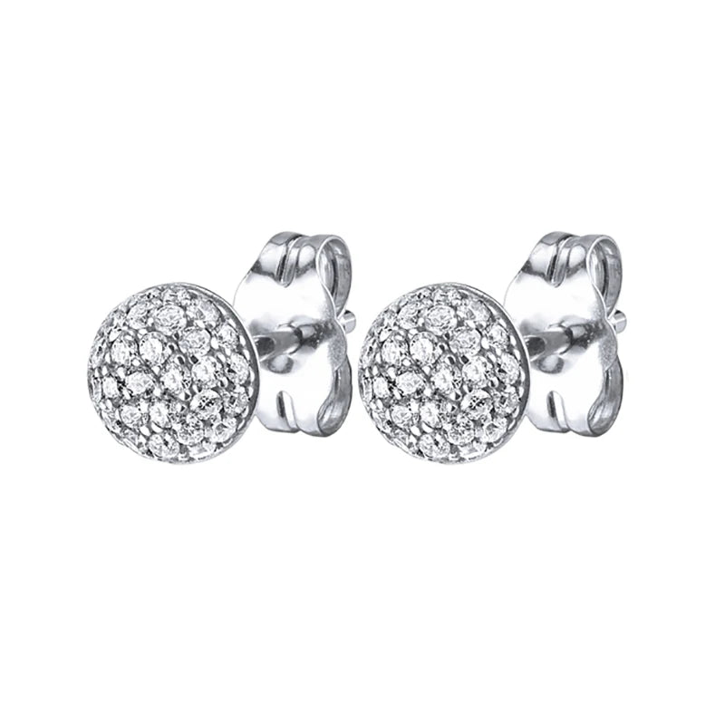 Silver Rainbow Zircon Stud Earrings For Women CZ Ball Colorful Earring