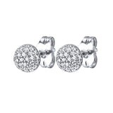 Silver Rainbow Zircon Stud Earrings For Women CZ Ball Colorful Earring