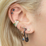 Silver Rainbow Zircon Stud Earrings For Women CZ Ball Colorful Earring