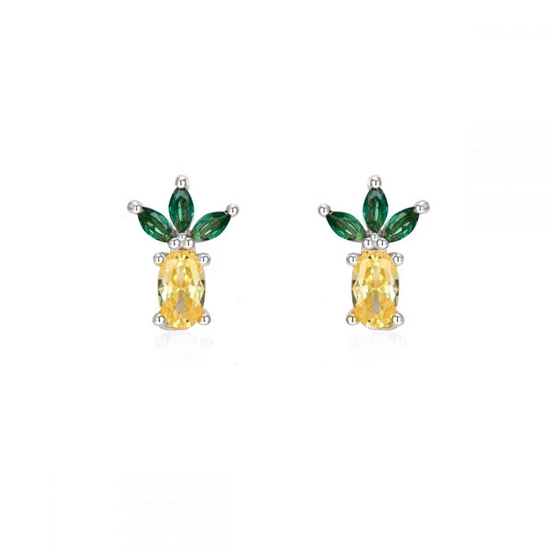 Colorful Zircon Silver Stud Earrings for Women, Party Jewelry