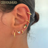 Colorful Zircon Silver Stud Earrings for Women, Party Jewelry