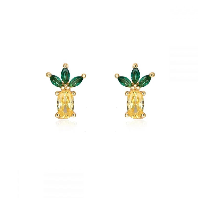 Colorful Zircon Silver Stud Earrings for Women, Party Jewelry