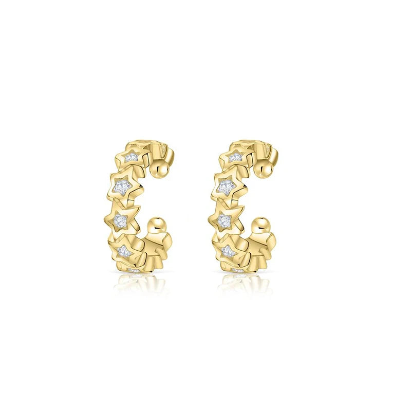 Silver Zircon Star Ear Cuff Earrings Tassel Chain Threaders for Women