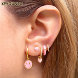 Enamel Candy Drop Hoop Earrings with CZ for Women