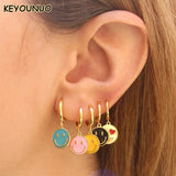 Enamel Candy Drop Hoop Earrings with CZ for Women