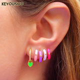 Enamel Candy Drop Hoop Earrings with CZ for Women