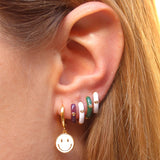Enamel Candy Drop Hoop Earrings with CZ for Women