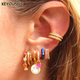 Enamel Candy Drop Hoop Earrings with CZ for Women