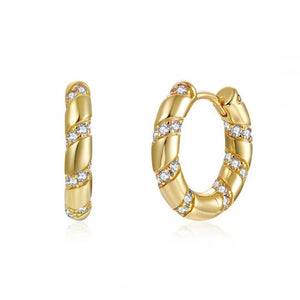Silver Filled CZ Hoop Earrings Zircon Huggie Earrings Women's Wedding Jewelry