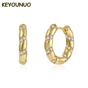 Silver Filled CZ Hoop Earrings Zircon Huggie Earrings Women's Wedding Jewelry