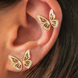 Silver Filled CZ Stud Earrings Zircon Butterfly Wing Earrings Party Jewelry
