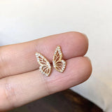 Silver Filled CZ Stud Earrings Zircon Butterfly Wing Earrings Party Jewelry