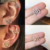 Silver Filled CZ Stud Earrings Zircon Butterfly Wing Earrings Party Jewelry