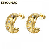 Silver Filled CZ Stud Earrings For Women Zircon Star Hoop Earring