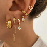 Silver Filled CZ Stud Earrings For Women Zircon Star Hoop Earring
