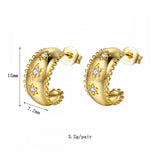 Silver Filled CZ Stud Earrings For Women Zircon Star Hoop Earring