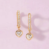 Heart Drop Hoop Earrings Zircon Piercing Jewelry