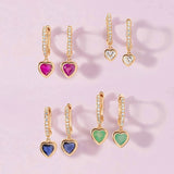 Heart Drop Hoop Earrings Zircon Piercing Jewelry