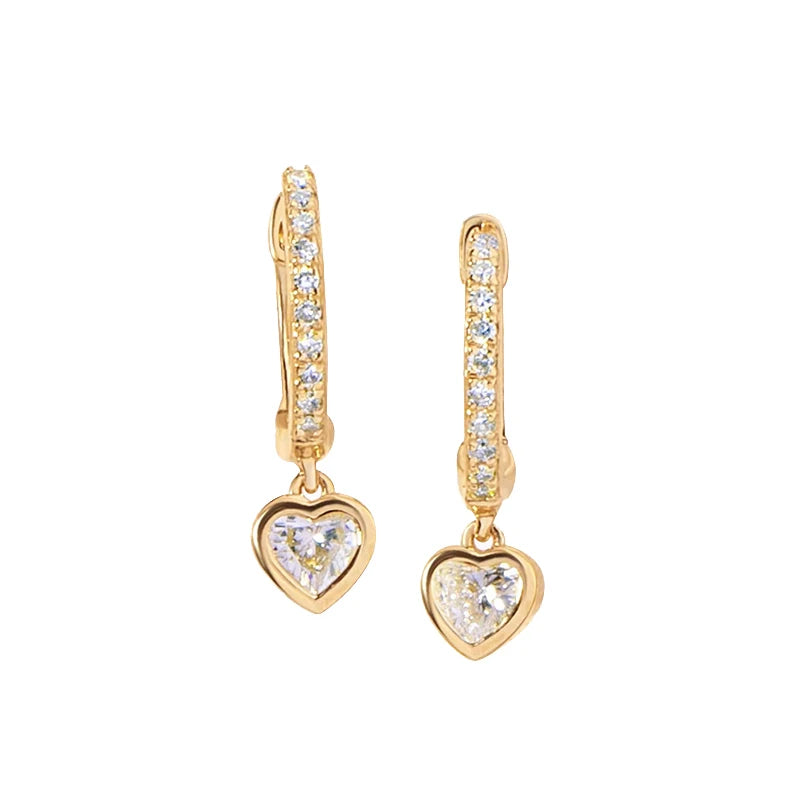 Heart Drop Hoop Earrings Zircon Piercing Jewelry