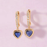 Heart Drop Hoop Earrings Zircon Piercing Jewelry