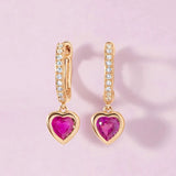 Heart Drop Hoop Earrings Zircon Piercing Jewelry