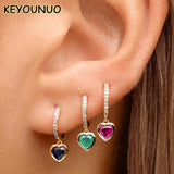 Heart Drop Hoop Earrings Zircon Piercing Jewelry