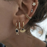 Shell Shape CZ Hoop Earrings Zircon Colorful Party Jewelry