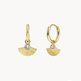 Shell Shape CZ Hoop Earrings Zircon Colorful Party Jewelry