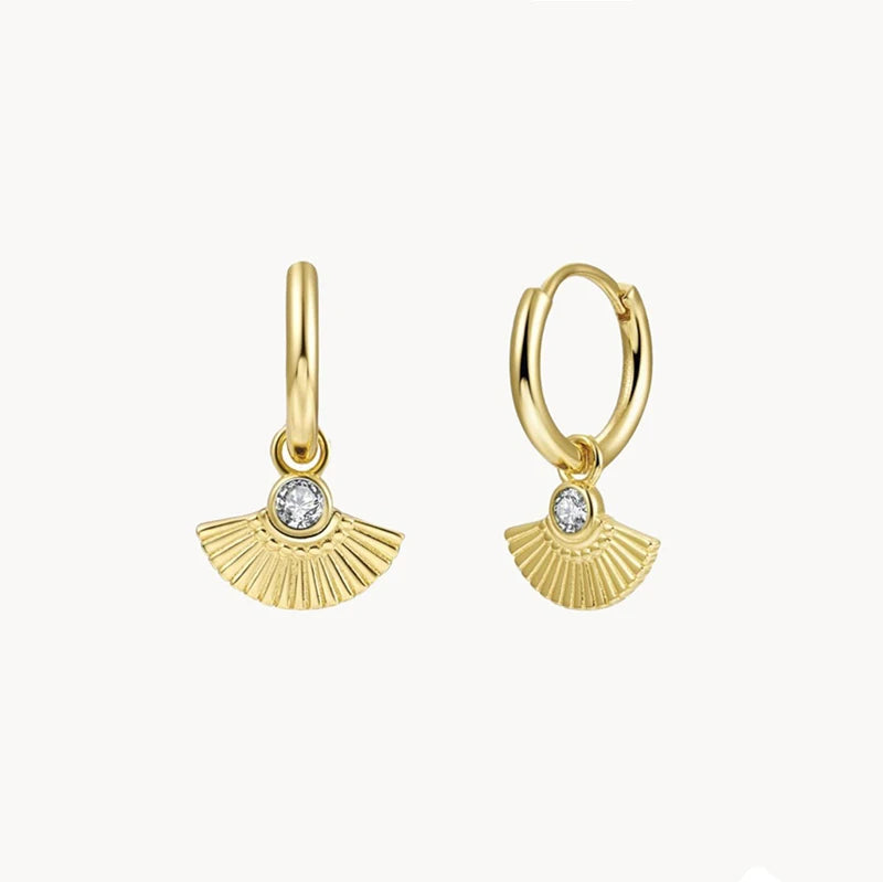 Shell Shape CZ Hoop Earrings Zircon Colorful Party Jewelry
